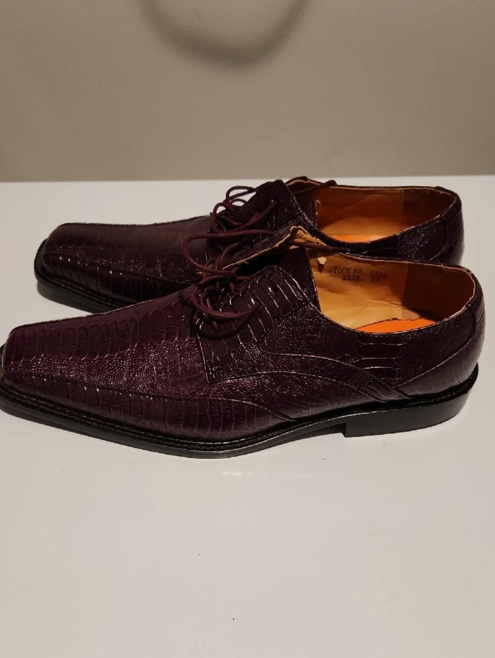 Antonio Cerrelli Elite 6314 Purple Croc-Embossed Leather Dress Shoes